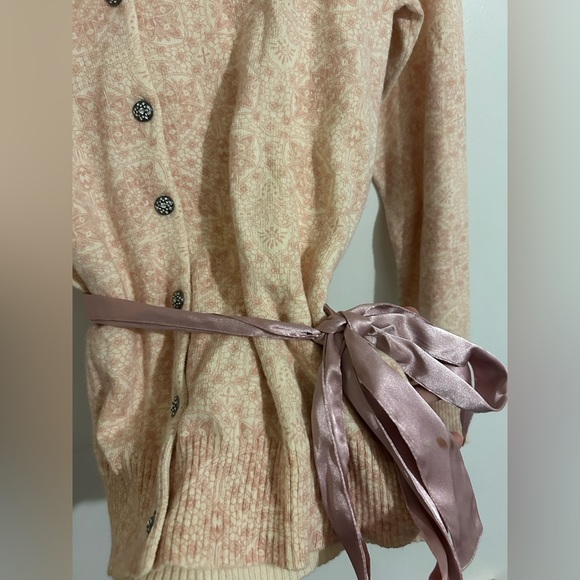 Gap Medium Cotton, Wool and Angora Rabbit Hair Blend Cardigan with Purple Sash - Picture 3 of 8